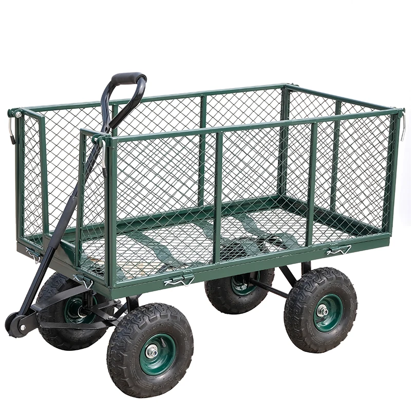

Four-Wheel Trailer Cargo Pulling Trolley Platform Trolley Net Car Tiger Cart Truck Load Household Cargo Cart Mute