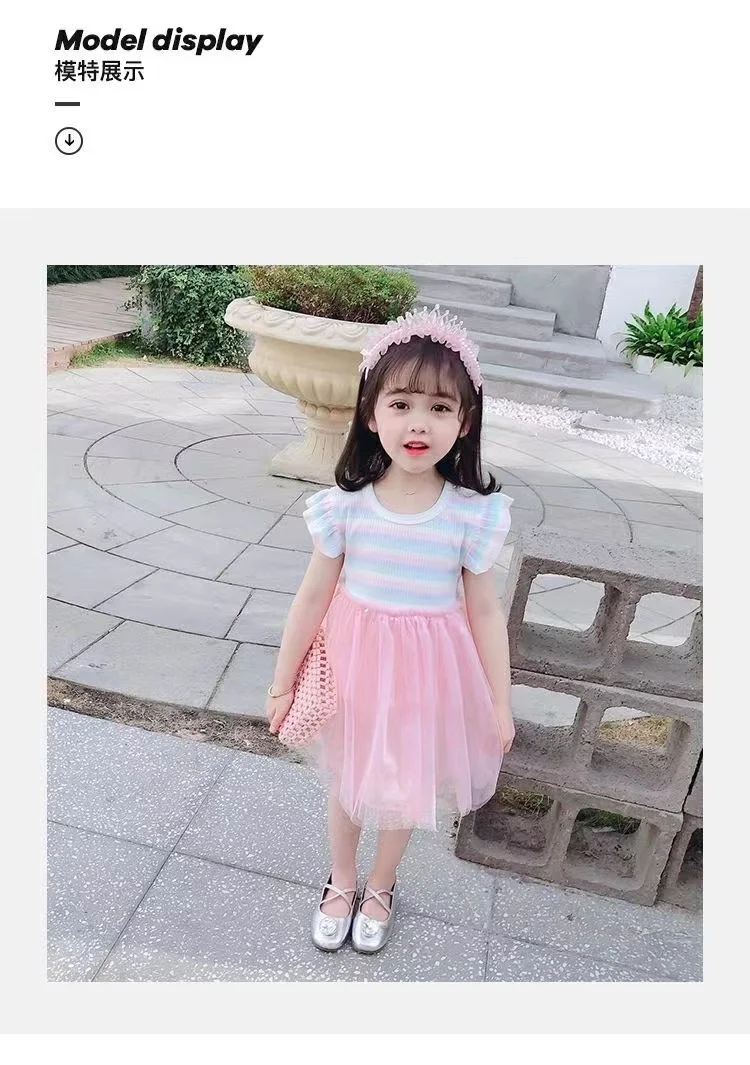 

Summer Dress For Robe Bebe Color Cotton Lace Lotus Leaf Sleeve Prom Pink Formal Princess Cute Dress Enfant Fille Small Girls