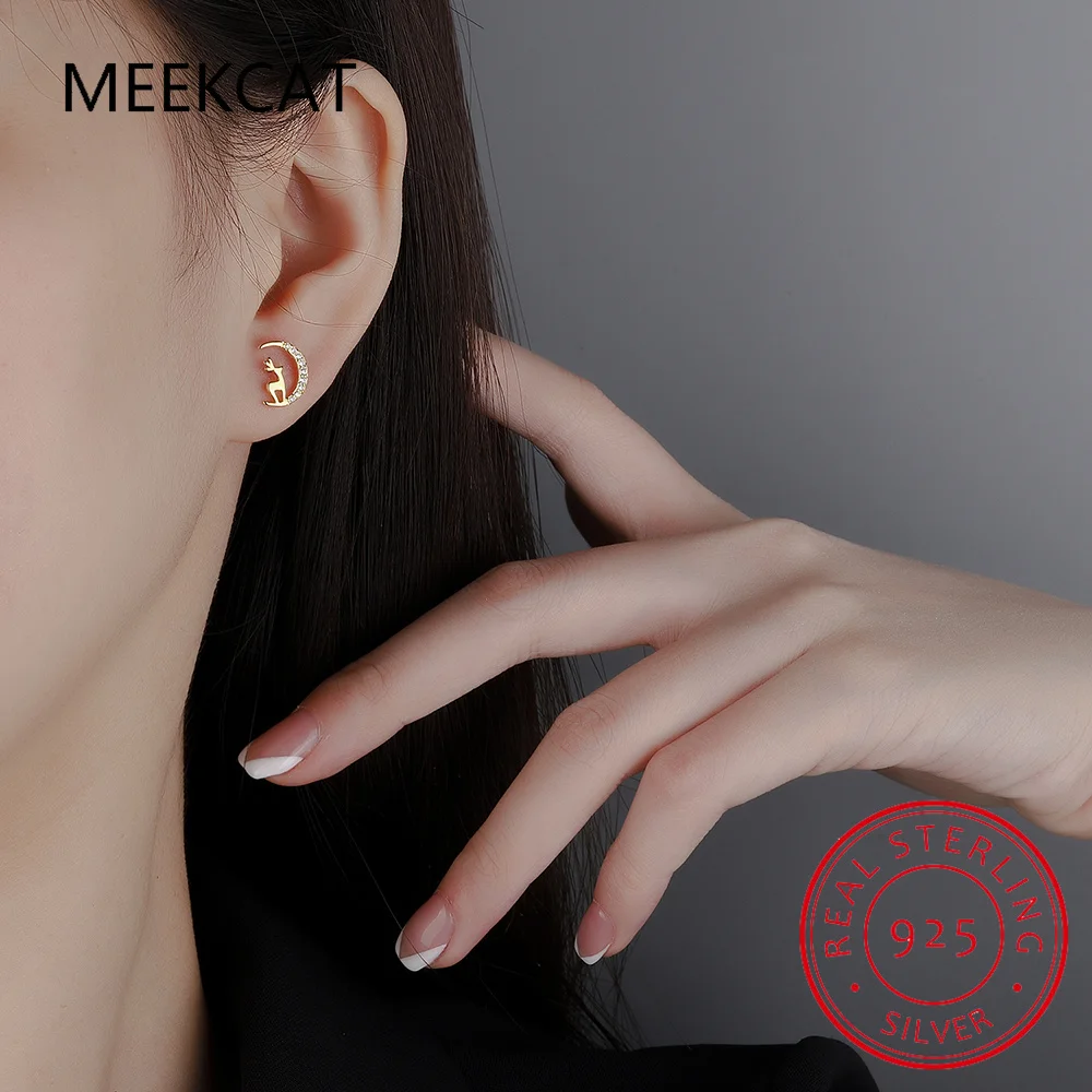 Настоящее серебро 925 пробы асимметричные серьги-гвоздики с рождественскими