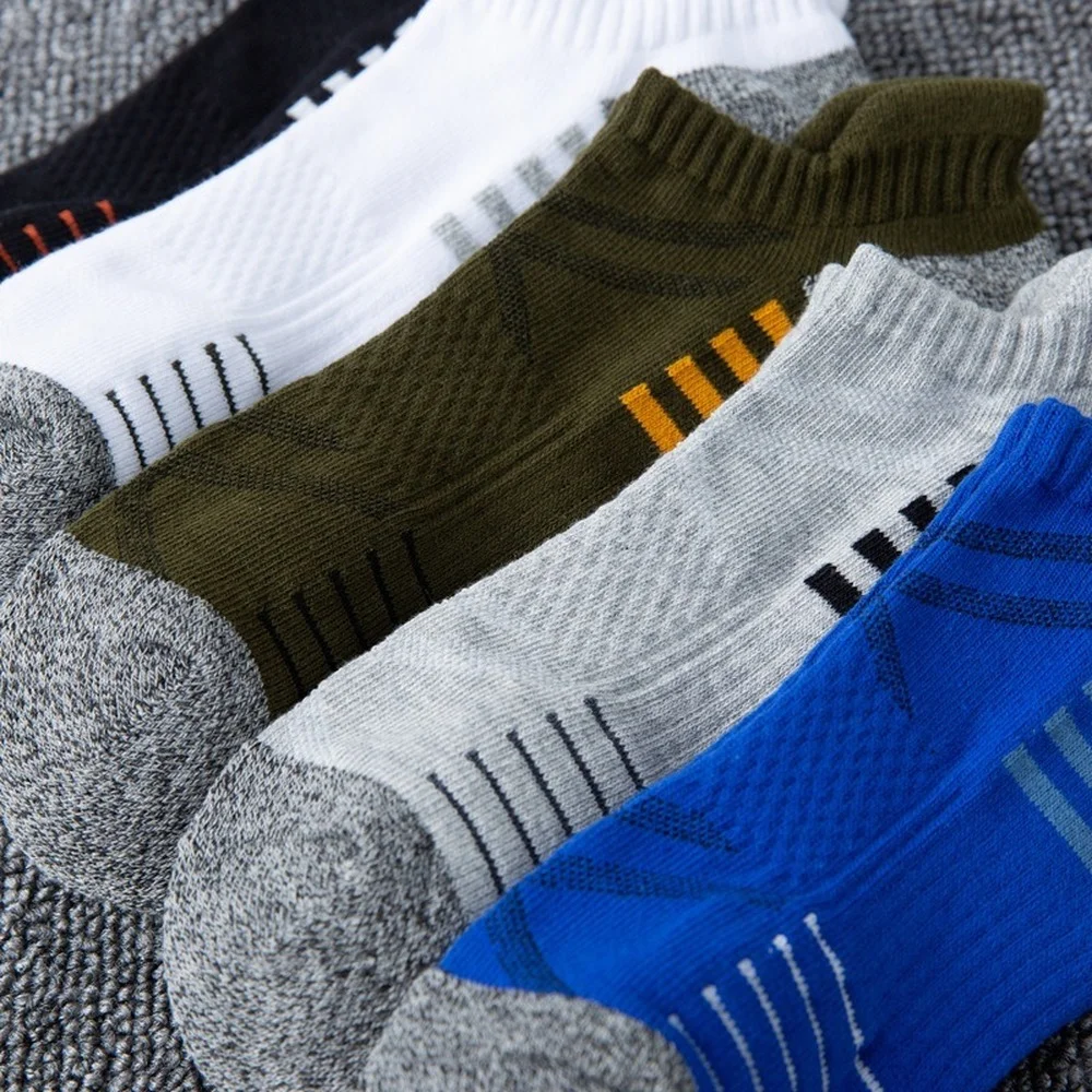 5 Pairs Pure Color Terry Thickening Professional Running Athletic Socks Anti-friction Sweat-absorbing Women Sports Socks