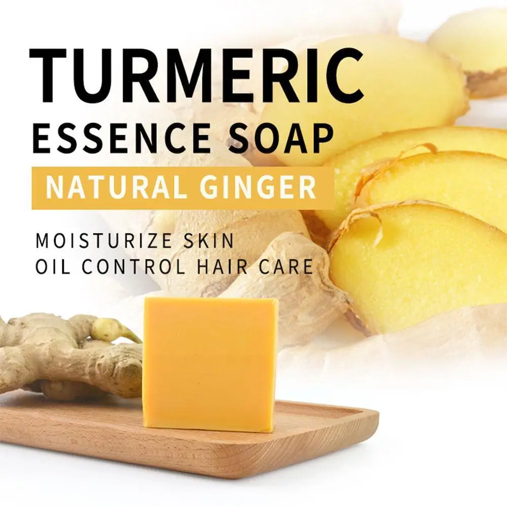 

Natural Turmeric Soap To Lightening Acne Dark Spots Whitening Scrub Glow Mite Skin Natural Scars Cleaning Removal Herbal V6m2