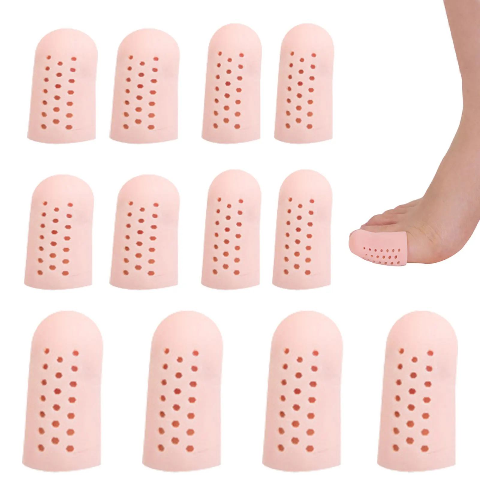 6pairs Elastic Toe Cap Protective Case Foot Care Bunion Pads Calluses Reusable Thicken Toenails Corns Breathing Hole Blisters