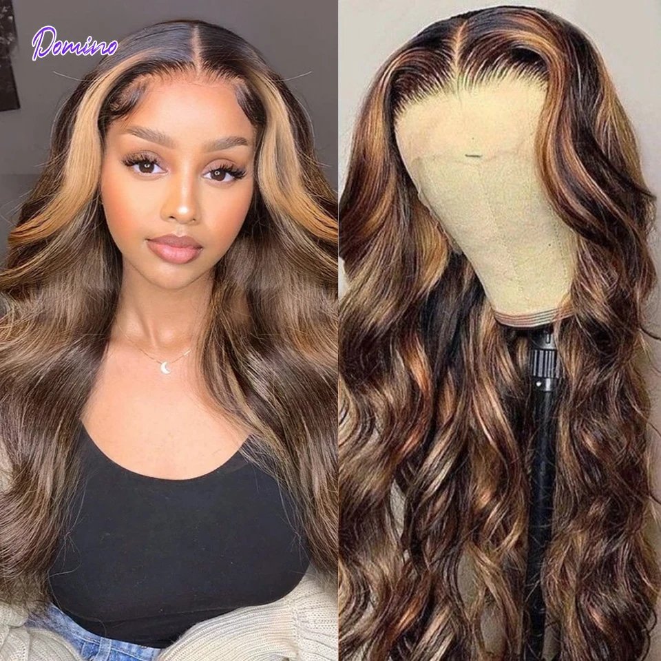 

Highlight Lace Front Wigs Remy Peruvian Hair 13x1 Front wig Closure wig Lace Transparent P427 Glueless Human Hair Body Wave