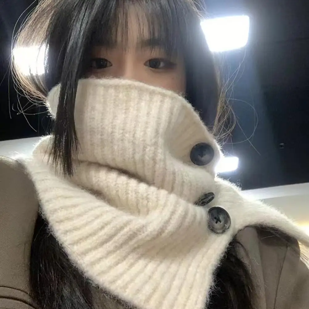 

Шарф на пуговицах для женщин Зимний теплый корейский выпуск защита шеи от холода Многофункциональный шейный платок Ins шарф
