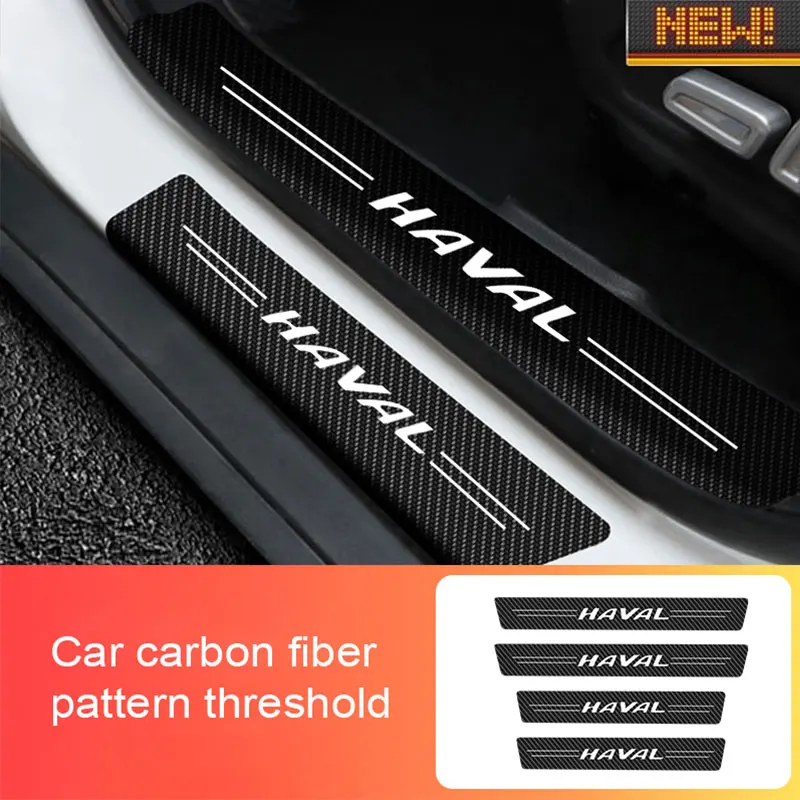 

4x Car Door Threshold For Haval M6 Bigdog H9 F7 H6 Auto Resistant Carbon Fiber Sticker Protection Strip Anti Scratch Stickers