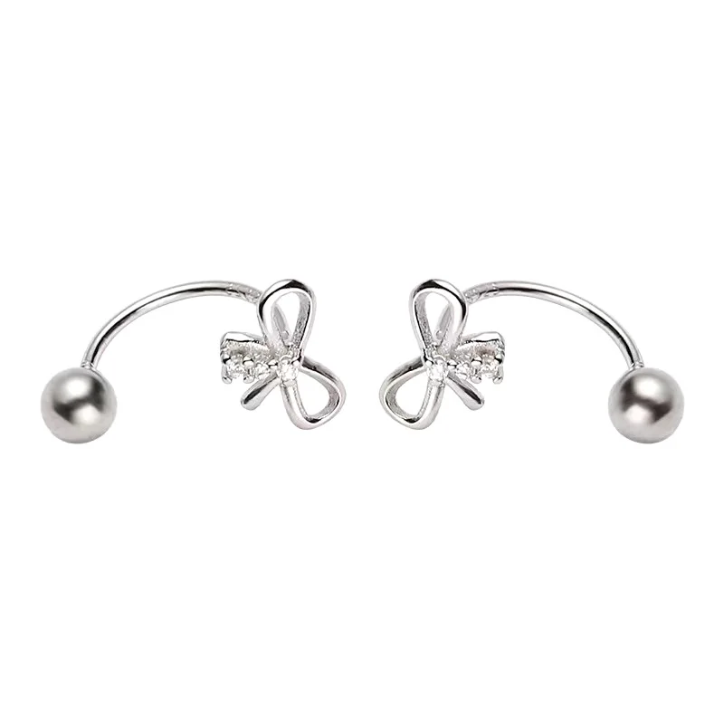 1Pair Elegant Bow Stud Earrings For Women Girls Sweet Temperament Daily Wear Jewelry Accessories Gifts
