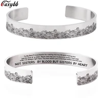 10mm not sisters by blood engraved cuff bracelet wide bracelet family friend bangles gift for women girl jewelry mantra bracelet