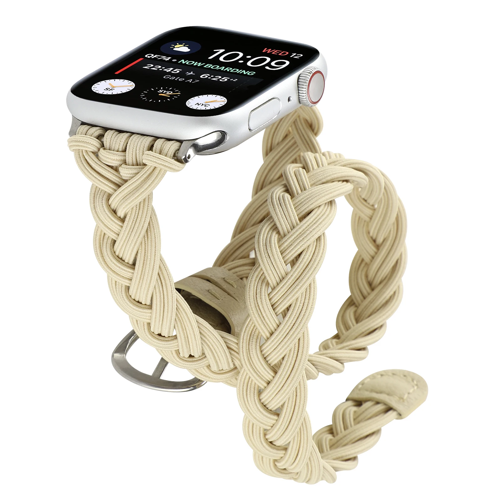 Strap for Apple Watch bracelet Double loop elastic Braided band  for49mm 45mm 44mm42mm41mm40mm38mm hand-braided strap for Iwatch