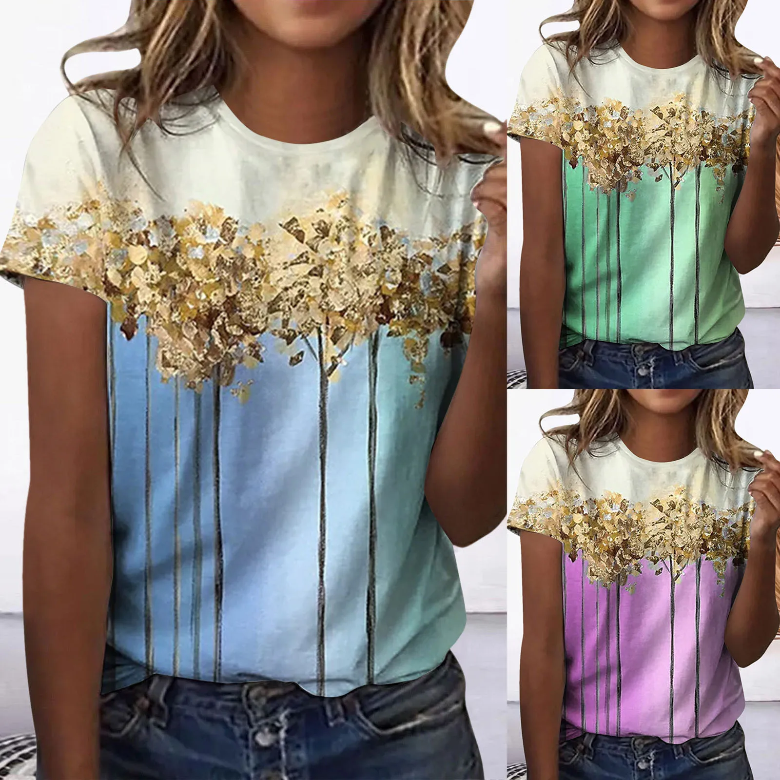 

Летняя мода бабочка цифровая печать Повседневная круглая шея повседневные рубашки для женщин полосатая женская рубашка женские свободные топы лето