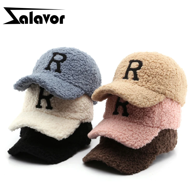 

ZALAVOR Unisex Caps 2022 New Winter Fur Baseball Hats Letter Fashion Warm Visors Snapback Hats Outdoor Plush Couple Headdress