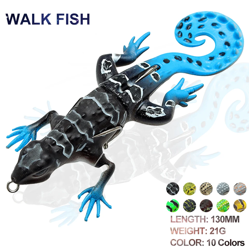 WALK FISH искусственная Мягкая приманка Gecko, 1 шт., воблеры 130 мм/21 г, Силиконовые Мягкие резиновые плавающие приманки для ловли окуня и карпа, рыбо...
