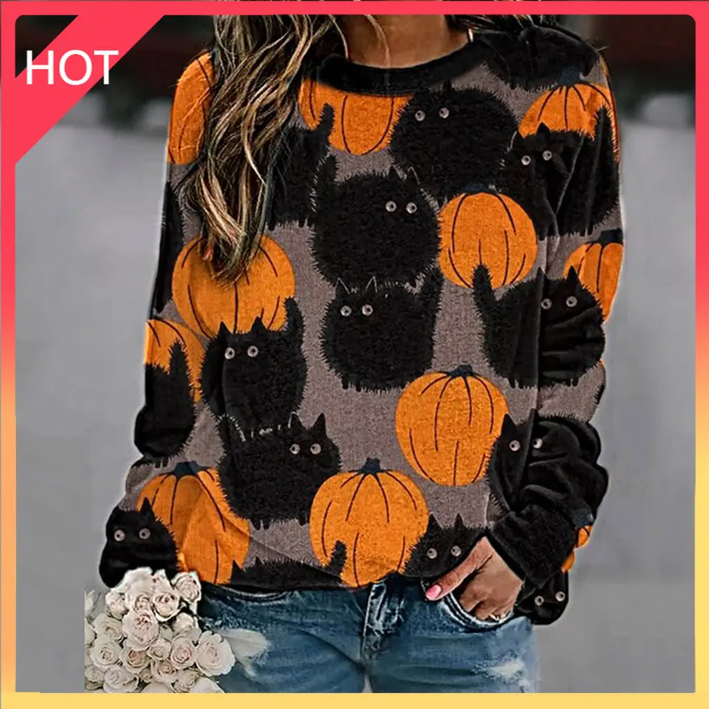 

Женская Осенняя блузка с длинным рукавом и круглым вырезом