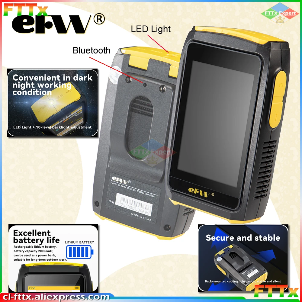 Mini OTDR Active Fiber Live Test 1550nm 20dB Optical Fiber Reflectometer Touch Screen OPM VFL OLS Fiber Tester SC Connector