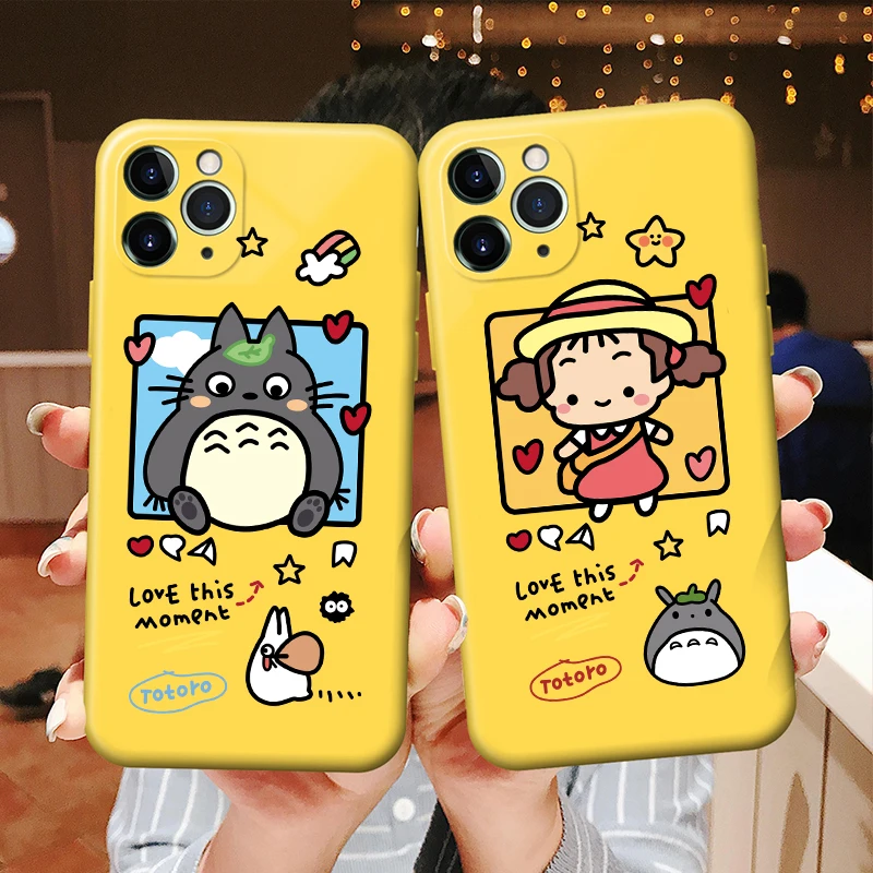 

Totoro Spirited Away Candy Color Yellow Phone Cover For iPhone 11 12 13 14 Pro Max X XR XSMax 7 8 14 Plus 13Mini Soft TPU Case
