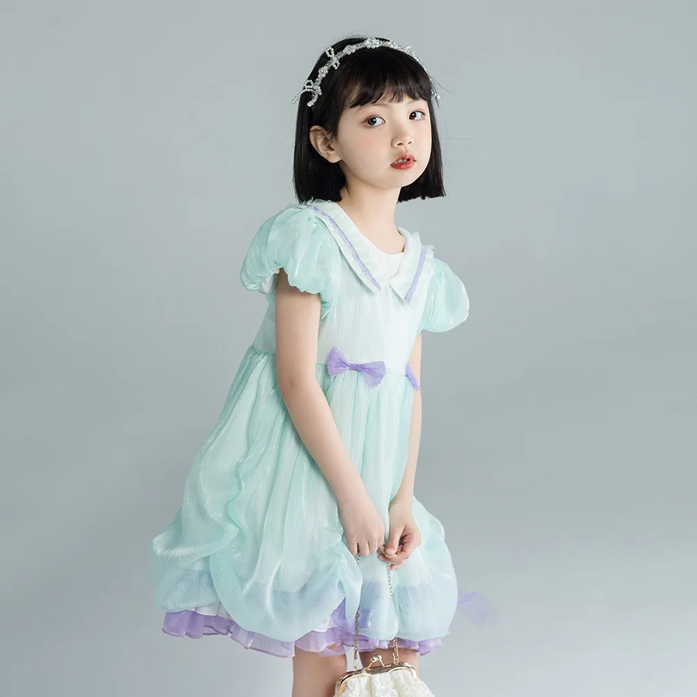 

Designer New Girl Princess Dress Fashion Lolita Style Puff Sleeve Ball Gown 2022 Summer School Bow Kids Dress Children's Clothes