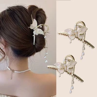retro flower butterfly tassel crab hair clip hanfu style hair accessories metal hair claw pearl shark clip for women girls