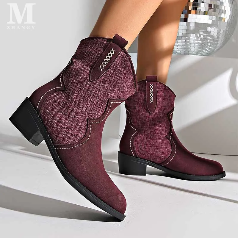 Женские замшевые ботильоны на массивном каблуке Элегантная Модная прогулочная