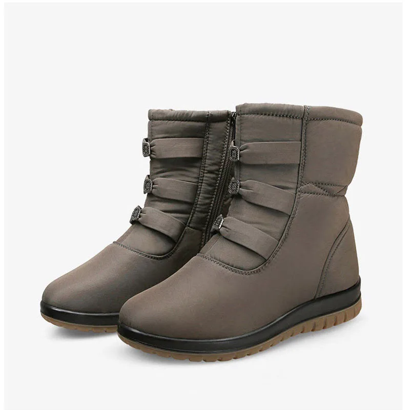 2022 Winter Shoes Women Snow Boots Thick Sole Flat Women Ankle Boots Warm Plush Cold Winter Boots Plus Size 41 42 Black Red New