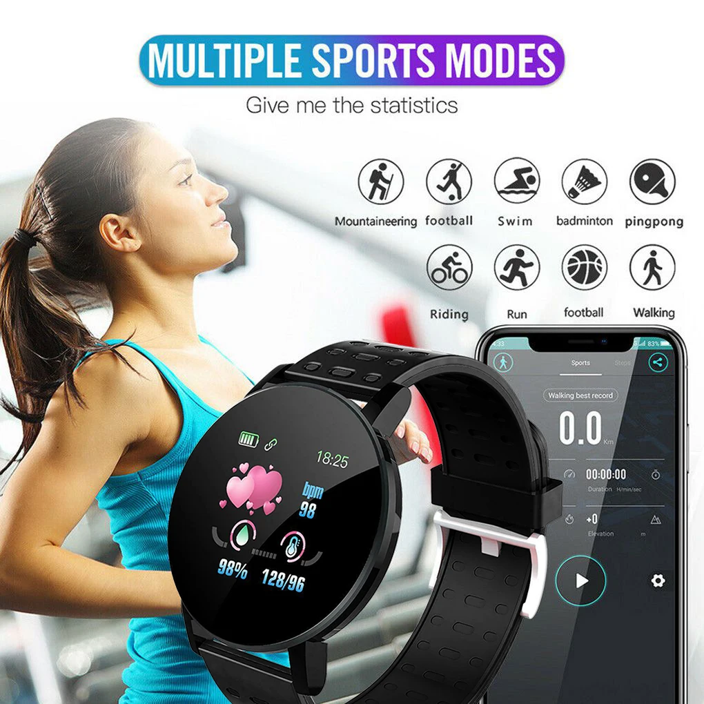 

119plus Smartwatch Colorful Touch Screen Smart Watch Waterproof Fitness Tracker Heart Rate Blood Pressure Smartwatch