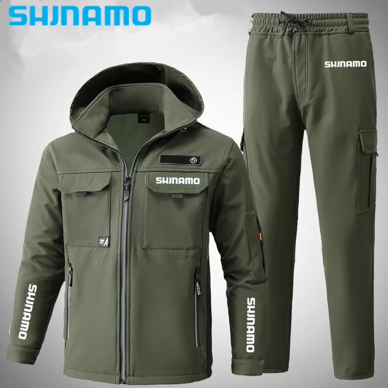 

Осенне-зимний плюшевый тренировочный водонепроницаемый ветрозащитный набор с несколькими карманами внешний дышащий костюм для походов и рыбалки