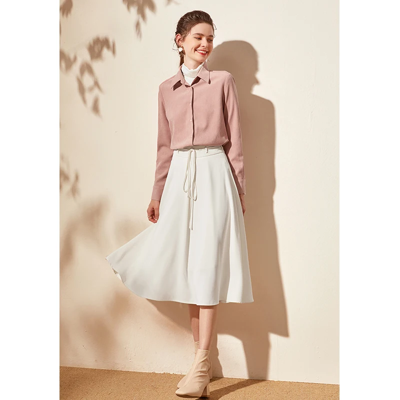 Утолщенные розовые рубашки женские с длинным рукавом 2024 осень и зима новая