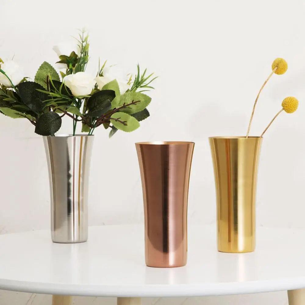 

Brass Gold Vase Decoration Home Stainless Steel Vases For Flowers Storage Container Organizer Pen Holder Cup Desk Flower Pots