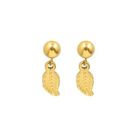 luxury real gold plated leaves tassel stud earrings for women delicate micro inlaid cubic zircon wedding pendant jewelry