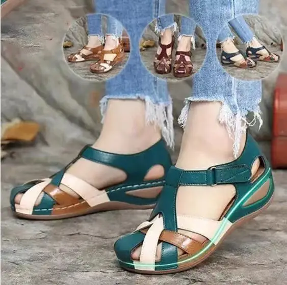 

Fashion Women Sandals on Round Female Slippers Casual Comfortable Outdoor Fashion Sunmmer Plus Size Shoes Women Retro Shoes