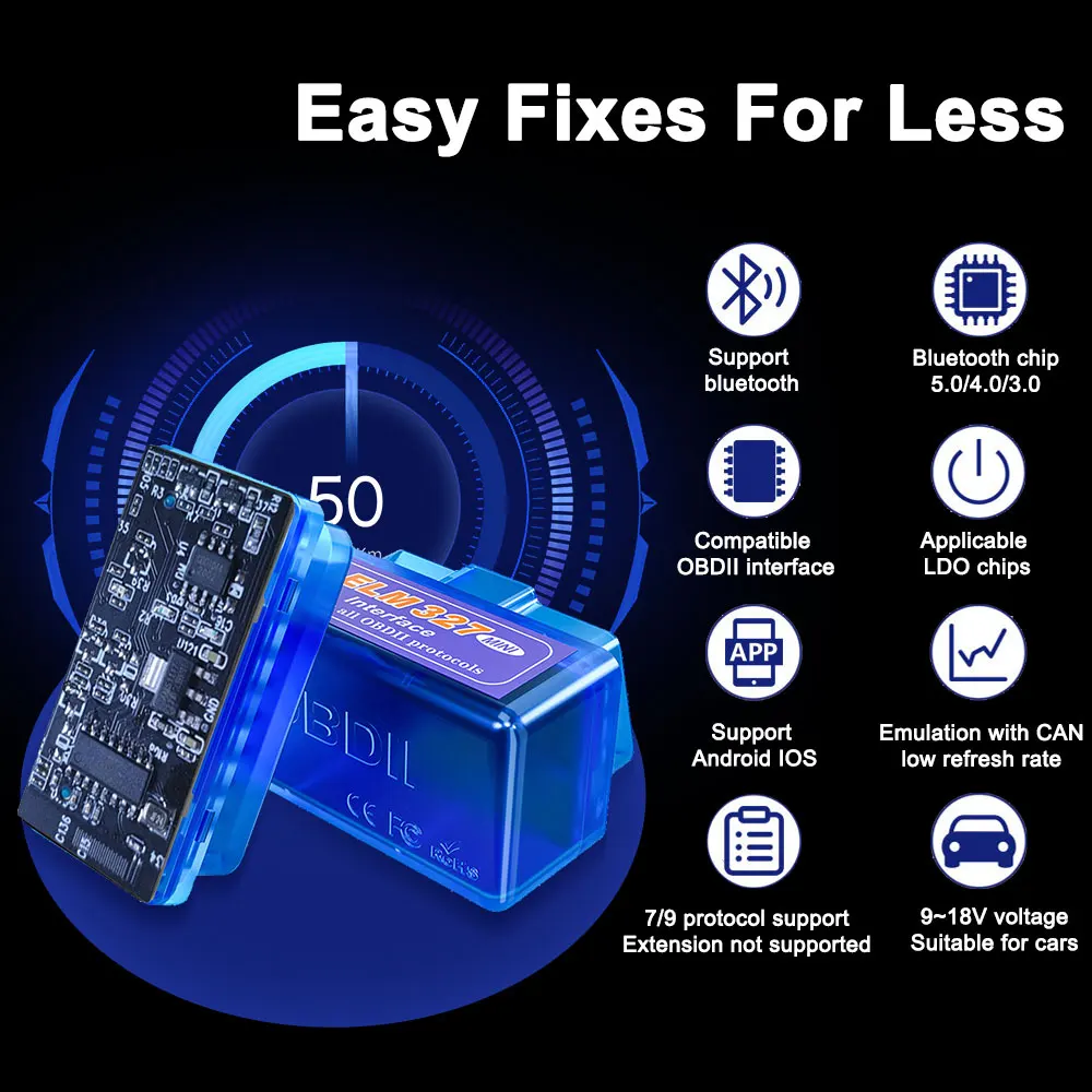 Автомобильный мини-сканер OBD2 ELM 327 тестер беспроводной Wi-Fi Bluetooth сканер интерфейса