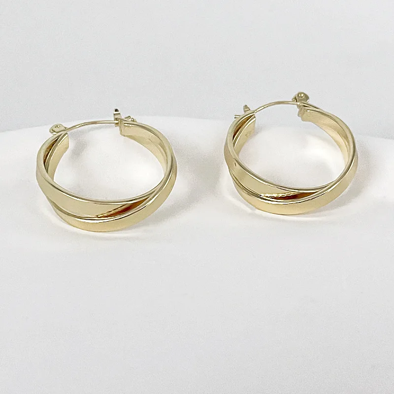 

Gold Color Metal Double Circle Hoop Earring for Women Alloy Trendy Round Cross Earrings Ear Accessories Hot 2023 Jewelry