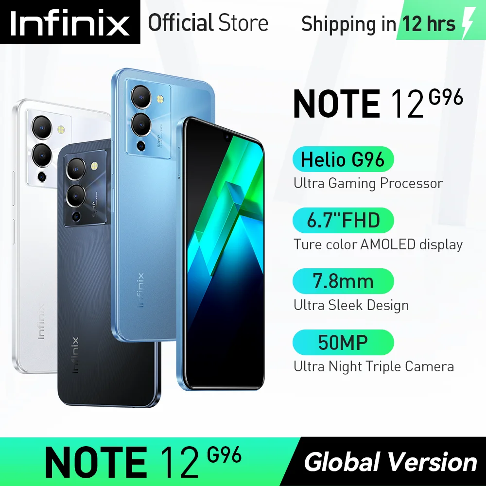 *World Premiere* infinix NOTE 12 Smartphone Helio G96 Gaming Processor 6.7'' FHD+ AMOLED Display 50MP Triple Camera Mobile Phone