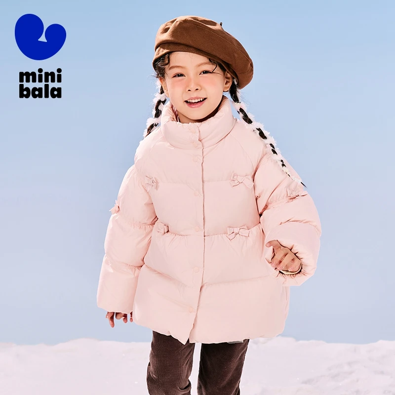 Пуховая верхняя одежда Mini Bala для мальчиков и девочек 2024 новые зимние стили с