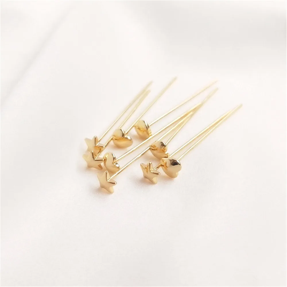 

diy jewelry accessories 14K Gold Filled T word needle five star love shaped flat head needle handmade jewelry materials