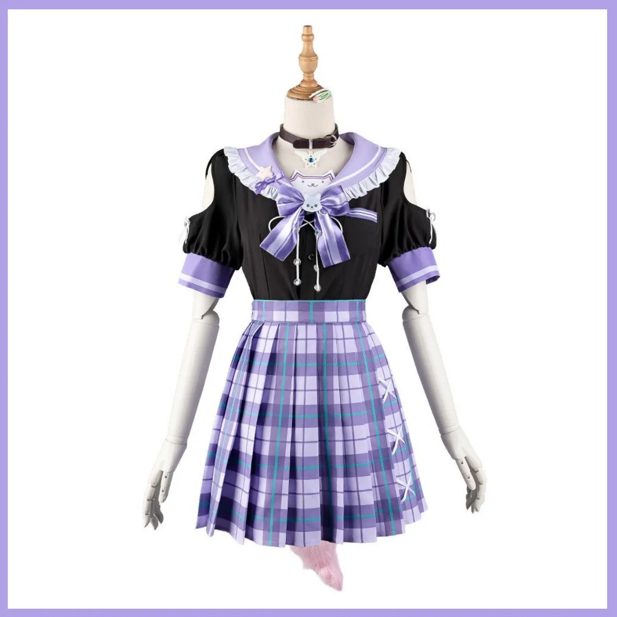 Виртуальный YouTuber Hakui Koyori Косплей Костюм Hololive парик японский фиолетовый
