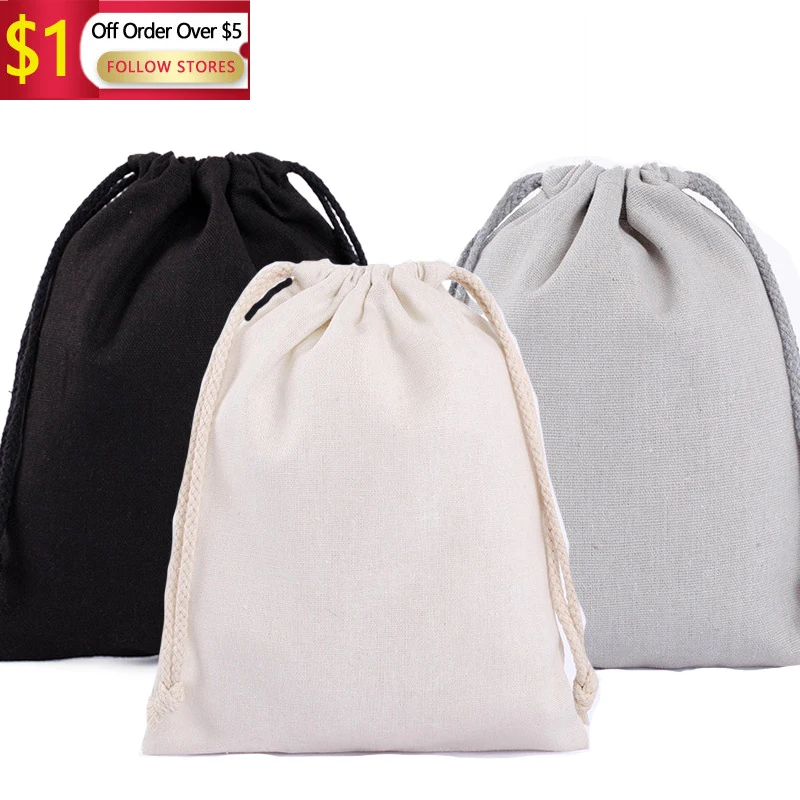 

Blank Colored Linen Bundle Pocket Vintage Closure Linen Bag Eco-Friendly Drawstring Cotton Linen Simple Storage Bag