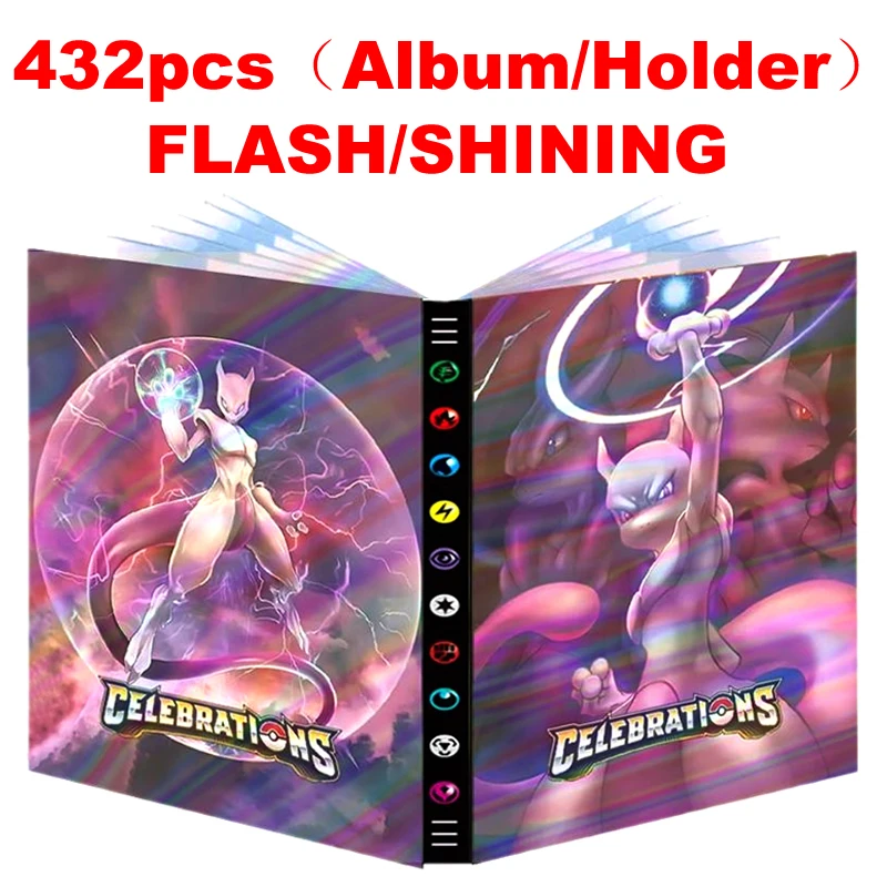 

432 PCS Album Pokemon 9 Pocket Shining Pokémon cards Collection Holder Binder Pokmon Album Book Anime Map Game Folder Kids Toys