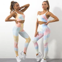 women dye sportswear yoga set workout leggings push up pant gym shorts seamless fitness sports bra tracksuit yoga suit