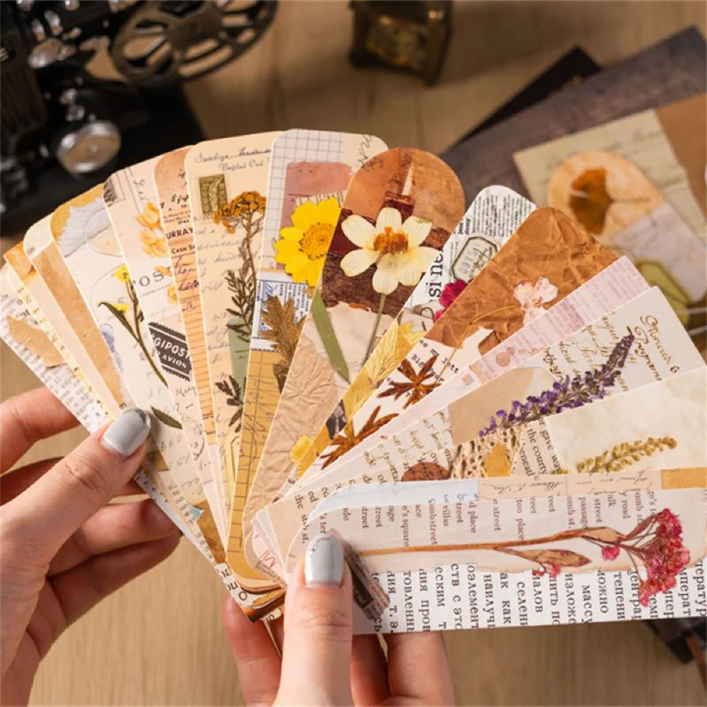

30pcs Retro Flowers Bookmarks Paper Card Aid Stationery Supplies DIY Decoration Labels Notebook Index Paper Reading Book Marks