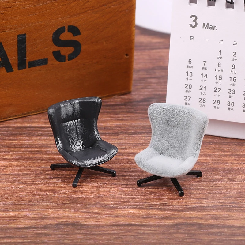 

1:12 Dolls House Mini Office High Back Flocking Seat Swan Chair Living Room Home Modern Furniture Accessory Set