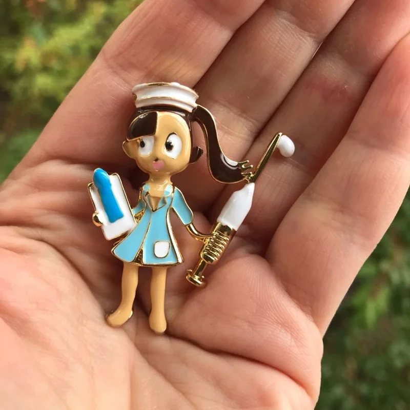 

Симпатичная эмалированная брошь в форме медсестры, модные броши в человеческом стиле для женщин, подарок