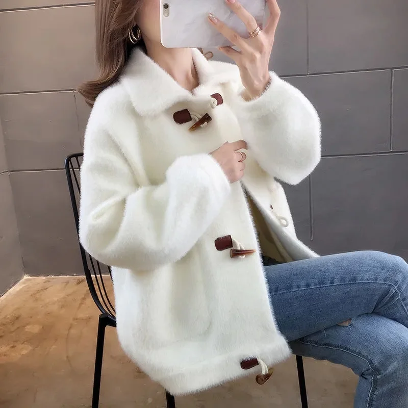 Женский топ из норкового меха свободное трикотажное пальто в Корейском стиле