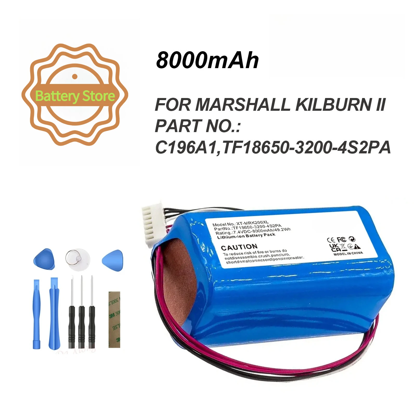 Фото Аккумулятор для колонок 8000 мАч C196A1, TF18650-3200-4S2PA для Marshall Kilburn II, III, Kilburn II V2, C129C3, 7252-XML-SP №1