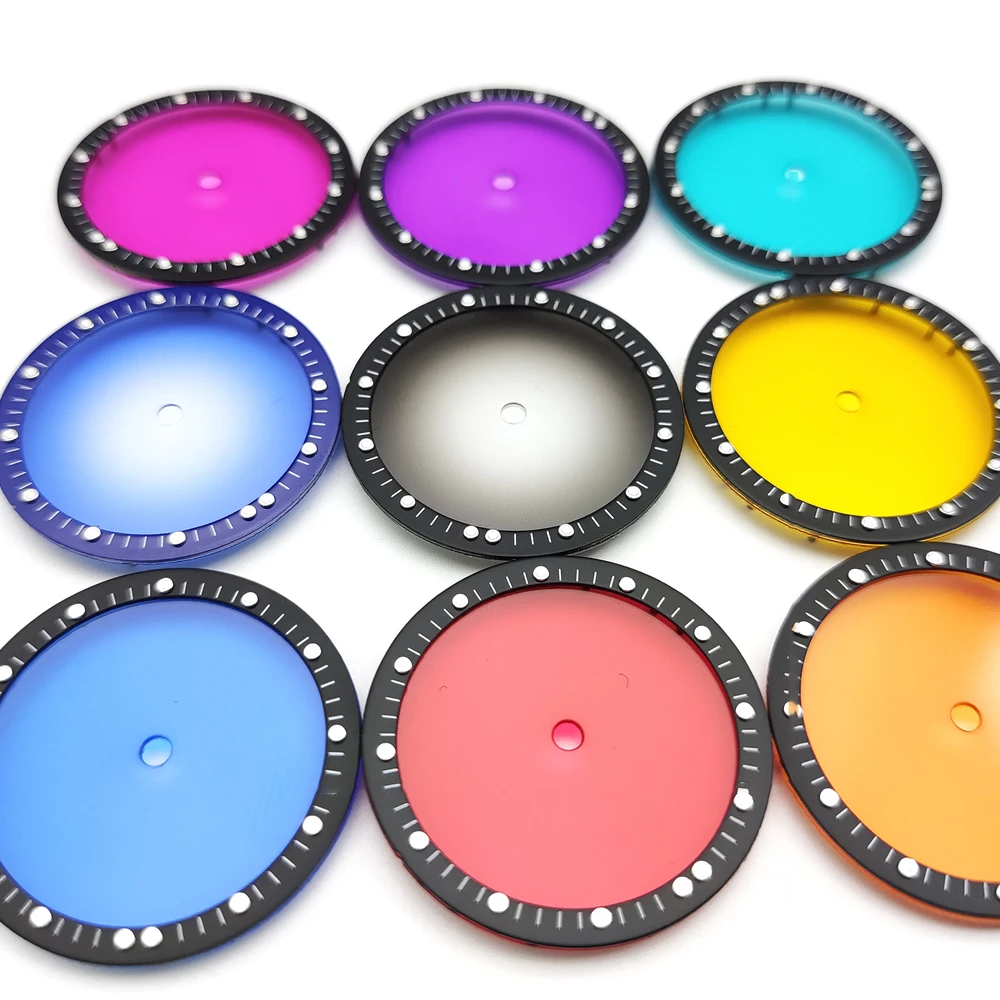 Watch Accessories 28.5MM Transparent Watch Dial With Colored Lettering Fit For NH35/36/38/70/4R Movement