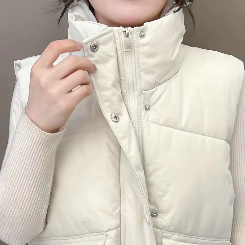 2022 Winter New Down Cotton Vest Women's Short Waistcoat Bread Coat Cotton Horse Korean Casual Vest For Women