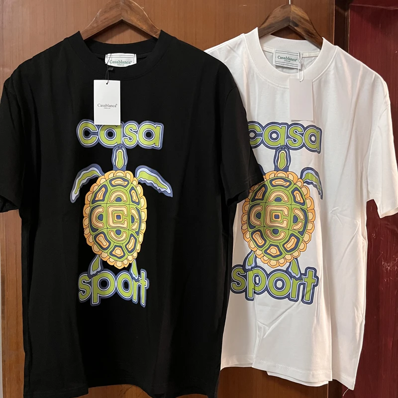 

23ss New CASABLANCA T-shirts Cartoon Turtle Print Short Sleeve High Quality Cotton 3XL Men Women T Shirt