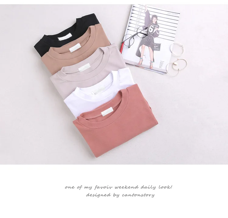 

2021 T-shirt round neck cotton short sleeve T-shirt summer new T-shirt women shirts Spring/Autumn Appliques