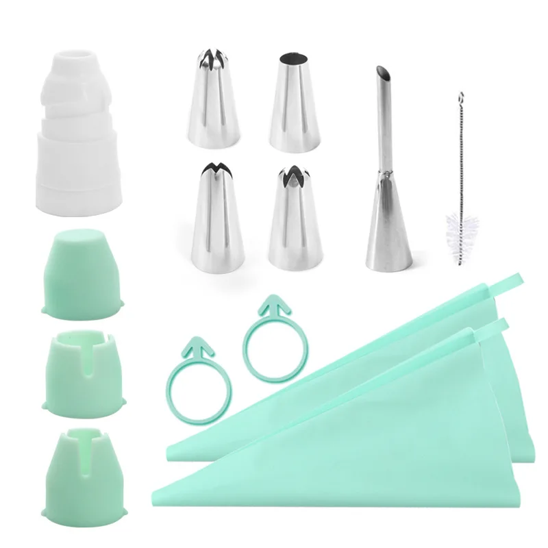 

11pcs Reusable Puff Cake Icing Piping Tip Silicone Pastry Bag Cream Cupcake Butter Tube Nozzle Decor Baking Bags Kitchen Tools