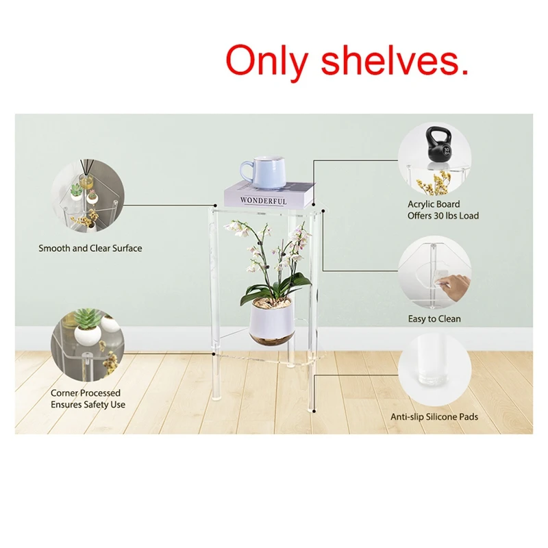 Прозрачный акриловый концевой столик угловой боковой для небольших помещений