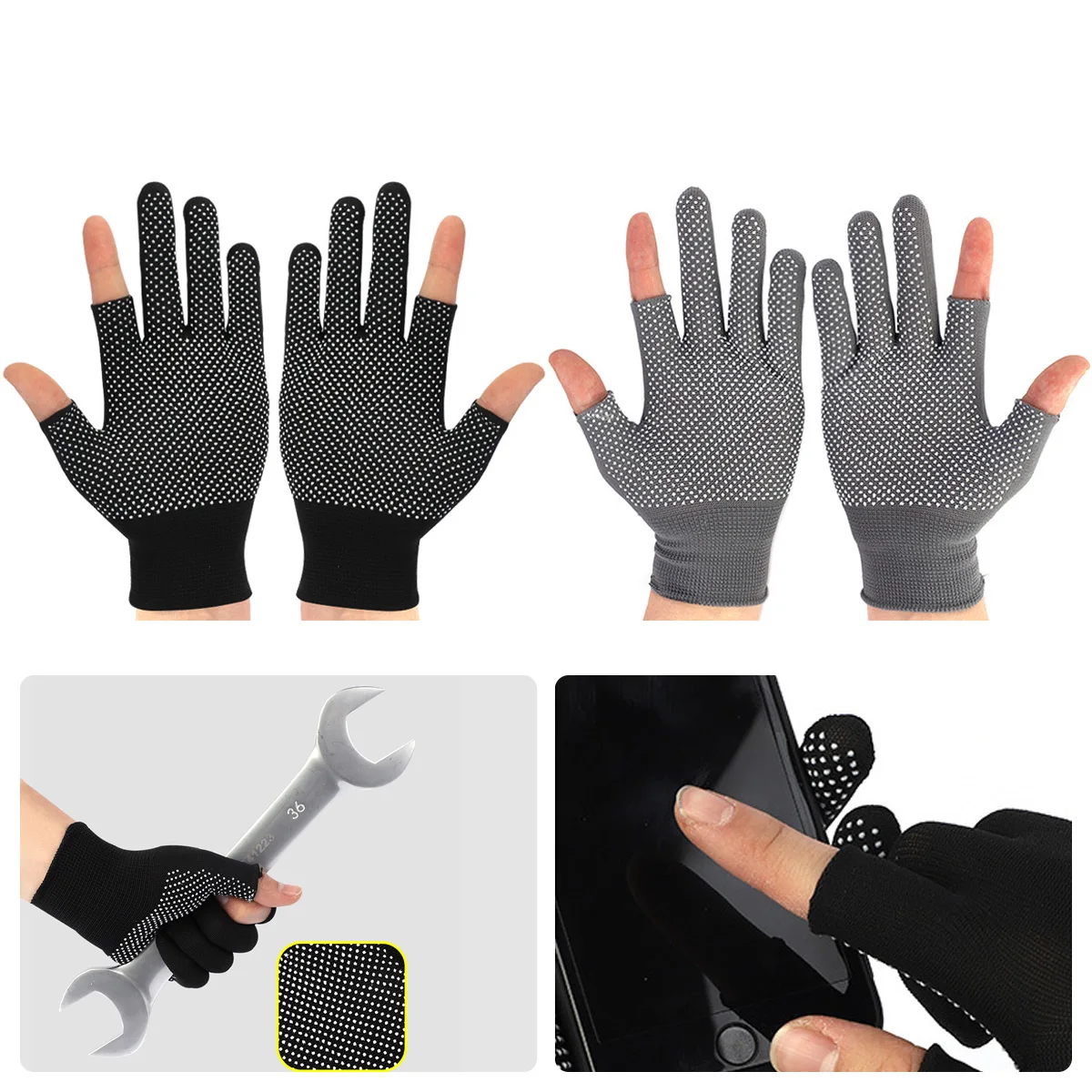 

Нескользящие мотоциклетные перчатки с открытыми пальцами, нейлоновые перчатки для верховой езды, дышащие перчатки с разрезом для сенсорных экранов, защитные перчатки для улицы