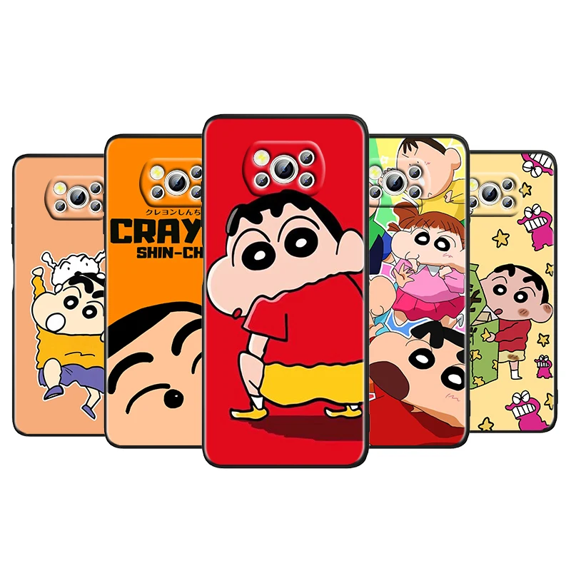 

Anime Crayon Shin-chan For Xiaomi Poco M4 X4 X3 F3 GT NFC M3 C3 M2 F2 F1 X2 Pro Silicone Soft Black Phone Case Cover Capa Coque